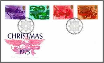 Image of the Christmas First Day Covered, issued in Great Britian (1975)