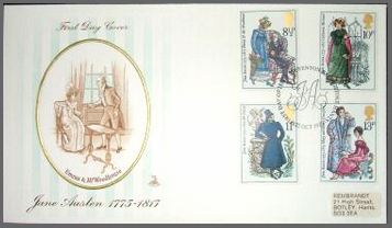 Image of British Mint Stamps Jane Austen Cover (1975)