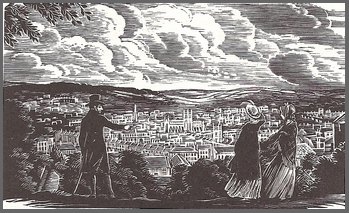 Illustration by Joan Hassall, View of Bath from Beechen Cliff, Folio Society, London, (1960)