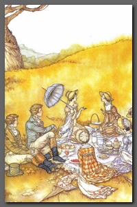 Illustration by Miroot Puttapipat, “Boxhill Picnic”, Emma, Chapter 44