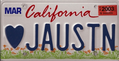 Image of Jane Austen license plate