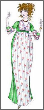 Illustration of Catherine Morland paper doll, by Donald Hendricks, Legacy Designs