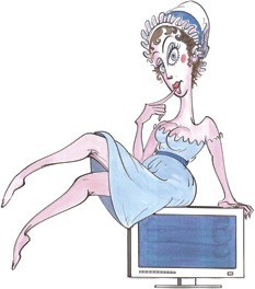 Illustration of (that sex pot) Jane Austen, by Gerald Scarfe, The New Yorker magazine, 18 Jan 2008