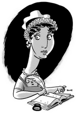 Illustration of Jane Austen by J. Bone