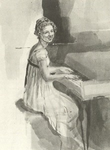 Illustration of Elizabeth Bennet, by Isabel Bishop, Pride and Prejudice, Dutton (1976)