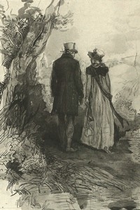 Illustration of Col. Fitzwilliam and Elizabeth Bennet, by Isabel Bishop, Pride and Prejudice, Dutton (1976)