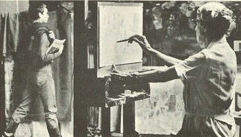Photo of Isabel Bishop sketching