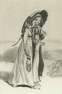 Illustration of Kitty and Lydia Bennet, by Isabel Bishop, Pride and Prejudice, Dutton (1976)