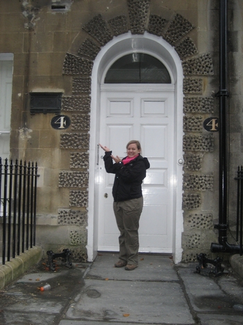 Virginia visiting Jane Austen's home at 4 Sydney Place, Bath (2008)