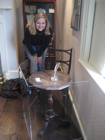 Virginia Claire Tharrington visiting Jane Austen's desk at Chawton Cottage, Hampshire (2008)