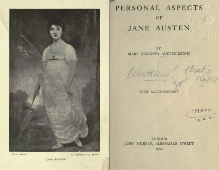 Frontispiece and title page of Personal Aspects of Jane Austen (1920)