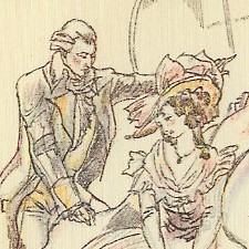 Closeup of illustration from Sense and Sensibility by Maximilien Vox (1933)
