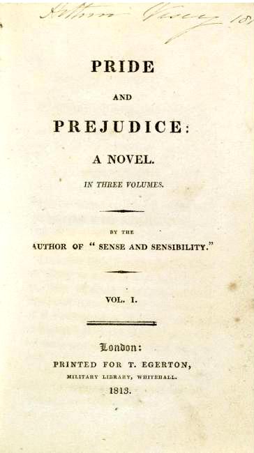 Title page from a first edition of Pride and Prejudice (1813)