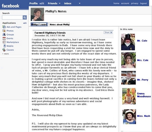 Mr. Elton's Facebook Page Notes