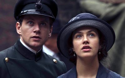 Image from Downton Abbey Season 1: Jessica Brown-Findlay as Lady Sybil Crawley and Allen Leech as Tom Branson © Carnival Film & Television Limited 2010 for MASTERPIECE