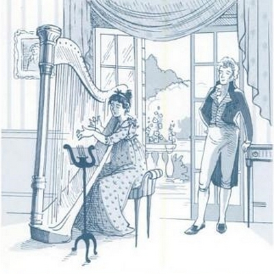 Illustration by Kathryn Rathke from The Jane Austen Handbook: Proper Life Skills from Regency England, by Margaret C. Sullivan (2011) pg 17