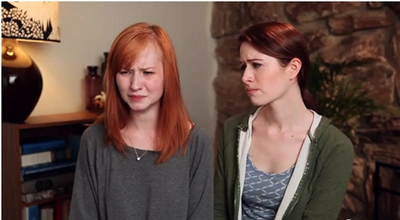 Image from The Lizzie Bennet Diaries: Lydia and Lizzie sad © 2013 The Lizzie Bennet Diaries