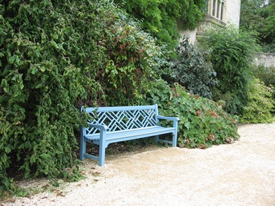 Jane Austen Tour 2013 blue bench St. John's College, Oxford 