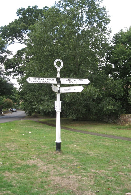 Jane Austen Tour 2013 signpost in Chawton 