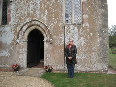 Laurel Ann at St. Nicholas Church, Steventon during Jane Austen Tour 2013