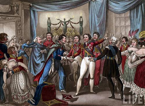 Prussian officer informs Wellington of Napoleons advancement 1815 x 500
